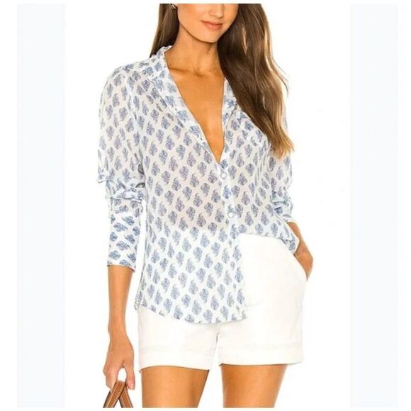 NILI LOTAN NL SHIRT - BLUE/WHITE PAISLEY - Picture 1 of 6